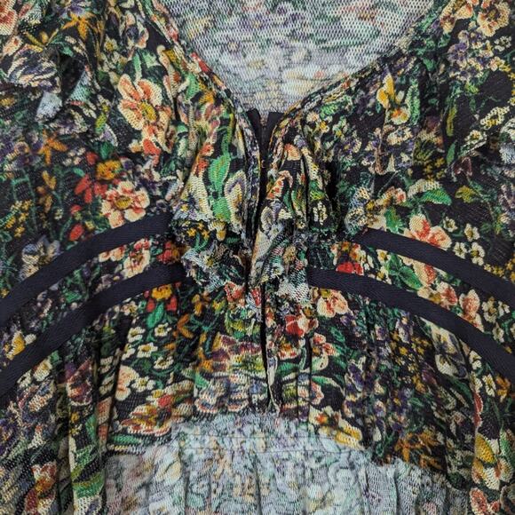 Free People Night Garden Combo Rudi Ruffle Long Sleeve Crop Top - Picture 5 of 9